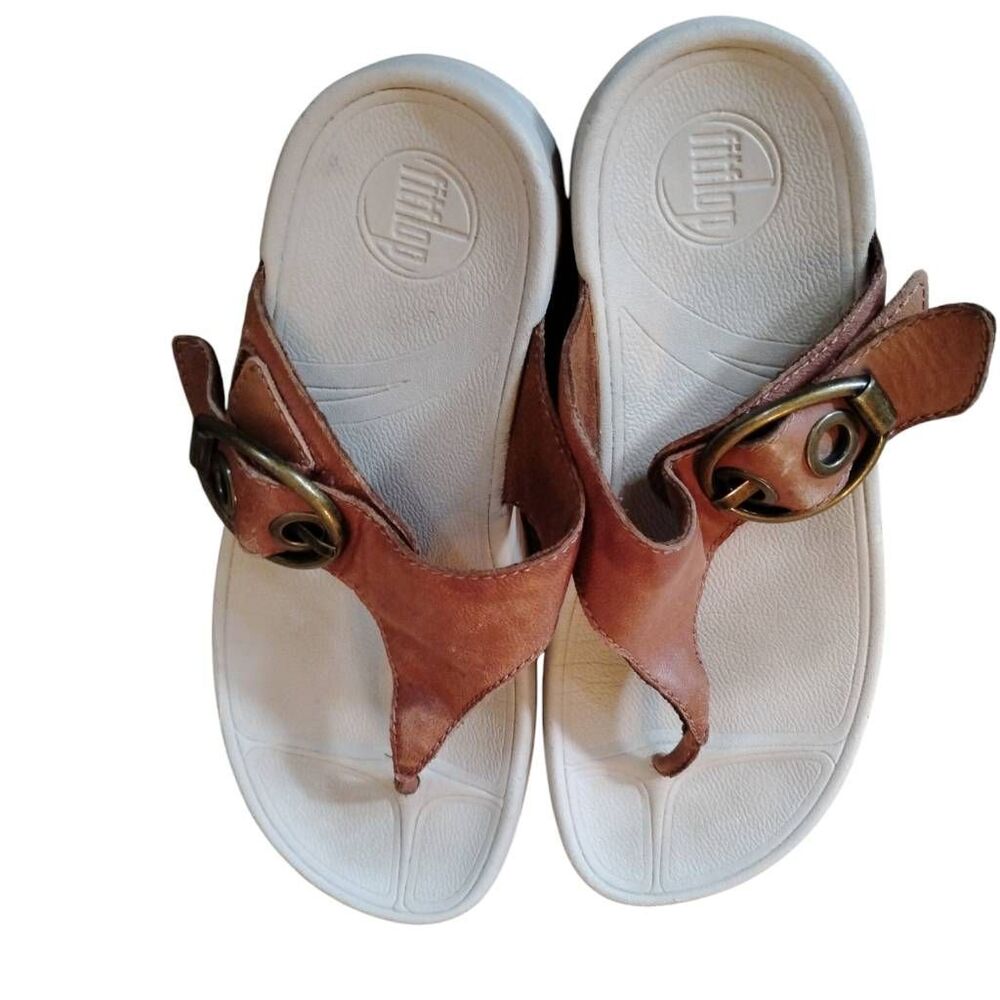 Fit Flop Lulu Brown Leather Sandals Size 7